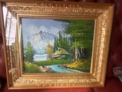 油絵　肉筆　風景画　額縁付き　インテリア