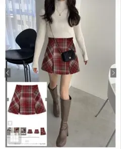 インパン裏地付きツイードプリーツミニスカート GRL