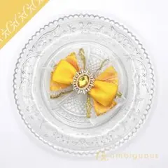 124 ペンライトリボン キンブレリボン⋈イエロー×ホワイト×ゴールド 黄色 金