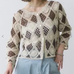 レトロガール 2WAY長袖クロシェカーディガンのサムネイル