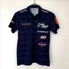 【美品】NISHI ニシスポーツ ポロシャツ 陸上 M ネイビー 総柄 吸収速乾のサムネイル