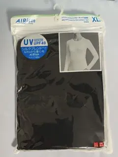 エアリズムUVカットクルーネックT長袖 ブラックXL