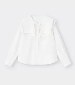 〖 GU 〗レーストリムビッグカラーシャツのサムネイル