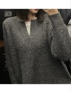 AMERICAN HOLIC グレー Vネック ニット