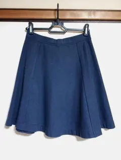 【ユニクロ】ポンチフレアスカート S ネイビー ジャージ