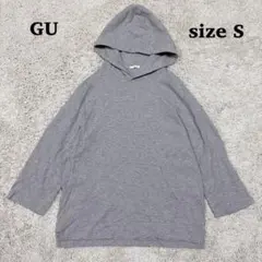 美品✨GU 7分袖 パーカー プルオーバー 薄手 七分袖 フーディー グレー Sのサムネイル