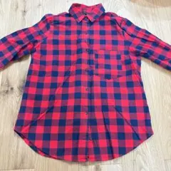 ZARA BASIC 赤と紺のチェックシャツ M
