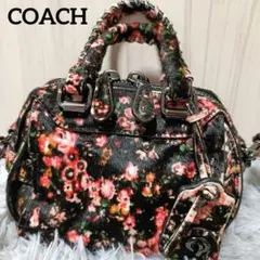 希少✨️美品✨️COACH コーチ ショルダーバッグ ハラコ 花柄