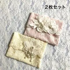 B-242 ポケットティッシュケース　レース　バラ　蝶々　ハンドメイド