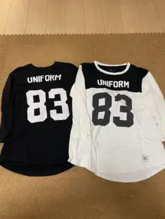 引越し処分　ユニフォームエクスペリメント　フットボールシャツ　7部丈　黒白2枚