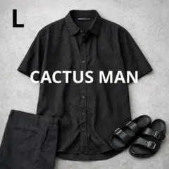 a3868【CACTUS MAN】ドット柄半袖シャツ 花柄 Lのサムネイル
