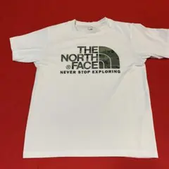 THE NORTH FACE ホワイトTシャツ　迷彩ロゴ　サイズM