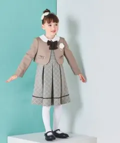 【フォーマルワンピース】襟付きワンピースとノーカラーボレロセット 130cm