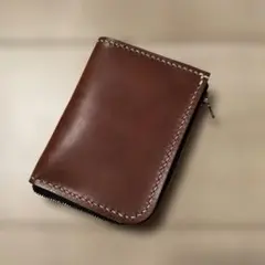 超特価·☆エルバマット(ダークブラウン)☆ハンドメイド☆コンパクトウォレット
