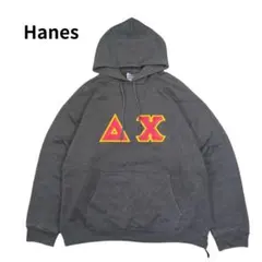 90s Hanes パーカー プルオーバー ギリシャ文字 スウェット グレー L