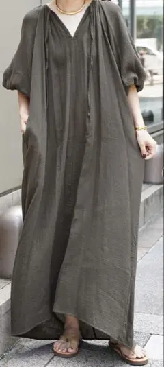 アンディさん専用）La chic baton ノースリーブリネンOPココア色