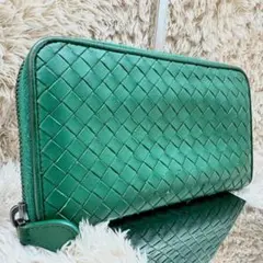 BOTTEGA VENETA カセット 長財布 グリーン 緑 レア 人気 最新 BOTTEGA VENETA ボッテガ・ヴェネタ 長財布 マキシイントレチャート