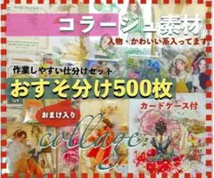 コラージュ素材500枚おすそ分けまとめ売り紙ものシール手作り カードケース付き