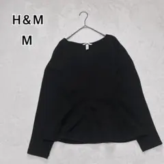 H&M Vネック 長袖カットソー プルオーバー トップス M 黒 i6599のサムネイル