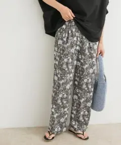 新品◆DOORS◆フラワープリントイージーパンツ《CHARCOAL：M》