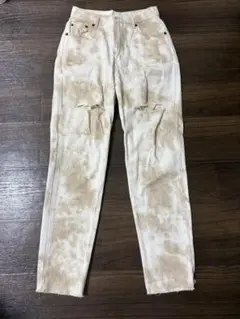 ダメージデニムパンツ ベージュ/ブラウン　ANAP