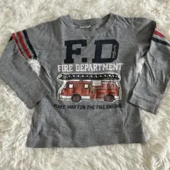 消防車プリント 長袖ロンT 110cm