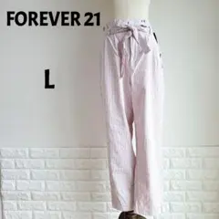 【未使用】FOREVER 21　ストライプ柄　パンツ　L　ライトピンク×ホワイトのサムネイル