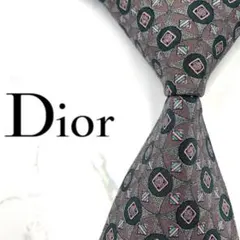 ◆美品◆Christian Dior ネクタイ グレー 幾何学模様 クラシック