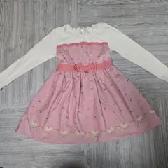 【120cm】マジョリカ　ピンクの長袖ワンピース