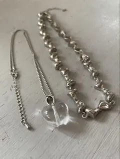 Nyunyu シルバー チェーンネックレス ハート型クリスタル