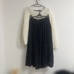 美品　エムズエキサイト　ドット柄フレアスカート