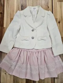 arisana キッズ フォーマルセットアップ ホワイト×ピンク 120cm
