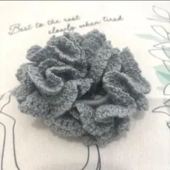 水色レースのフリルシュシュ　かぎ編み　ハンドメイド　ヘアアクセサリー