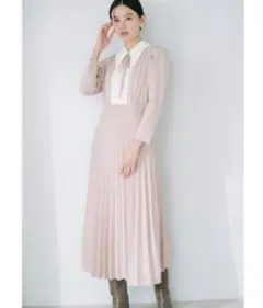 SNIDEL ブラウスカラードッキングニットワンピース