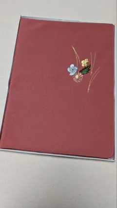 【未使用】赤茶色 風呂敷 花柄刺繍 91×91cm 自宅保管品