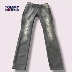 トミージーンズ VICTORIA グレーダメージスキニー W26