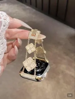 SHEIN Apple Watch用 フラワーモチーフ バンド ゴールド