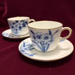 館林陶宗 陶宗窯 伊万里 肥前有田焼 染錦藤絵文 カップ＆ソーサー 2客