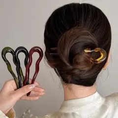残り1点 U字型 かんざし 髪飾り ヘアピン 6本セット ヘアアクセサリー