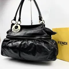 美品 FENDI フェンディ シェフバッグ ロゴ チャーム レザー ショルダー