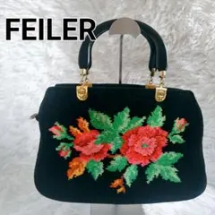 FEILER ハンドバッグ 花柄 ブラック