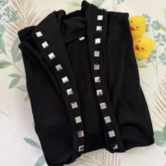 nissen/ブラック/装飾/ロングスタッズカーディガン/羽織り/薄手/上品/Ｓのサムネイル