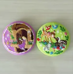 ディズニー 刺繍缶バッジ 2弾 ラプンツェル バンビ 2個セット