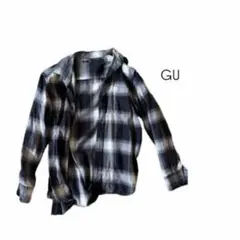 GU チェック柄 長袖シャツ ブラック・ホワイト