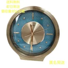 SEIKO QUARTZ 平成 昭和レトロ 置時計 ゴールド ブルー QZ385のサムネイル