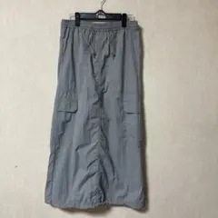 GU ジーユー テックカーゴロングスカート L グレー ナイロン100%