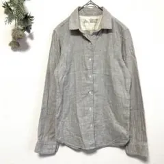 無印良品｜コットンガーゼ長袖シャツ｜綿100%｜グレー｜裏地ストライプ｜Mのサムネイル