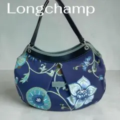 Longchamp 花柄 トートバッグ ネイビーのサムネイル