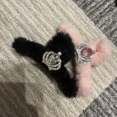 ファー素材 ヘアクリップ2個セット