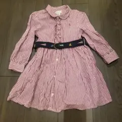 ​ラルフローレン ベビー ワンピース 90 24M ストライプ ベルト付 美品